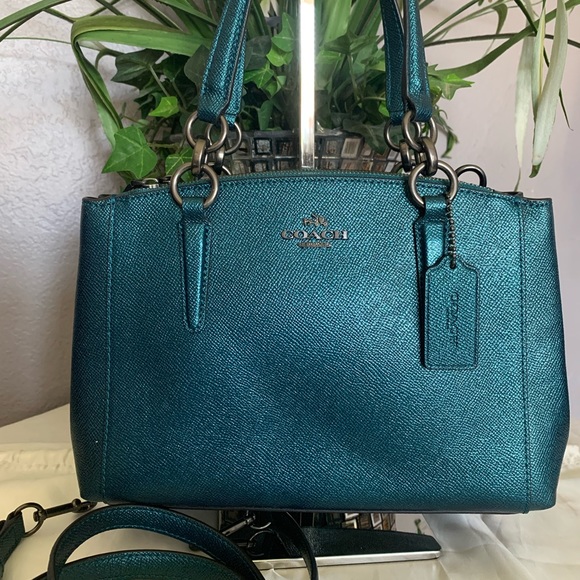 Coach Handbags - Coach Metallic Crossgrain Leather  Mini Christie Carryall Satchel/Crossbody Bag